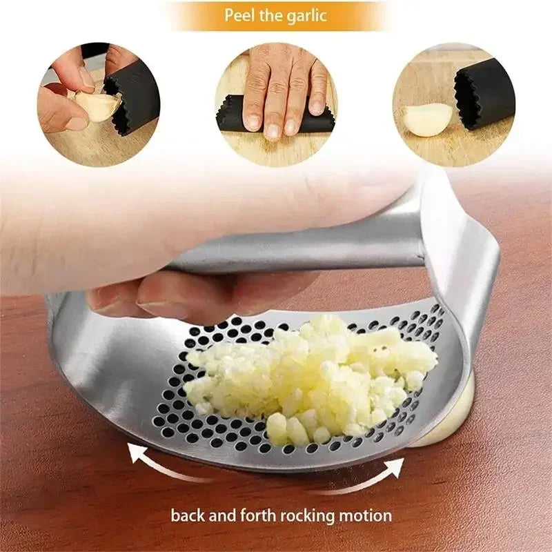 ESMAGADOR DE ALHO MULTIUSO ( Multi-Function Manual Garlic Press, Aço inoxidável curvo imprensa, moagem Slicer, Chopper, Home Cooking Gadgets Ferramenta )