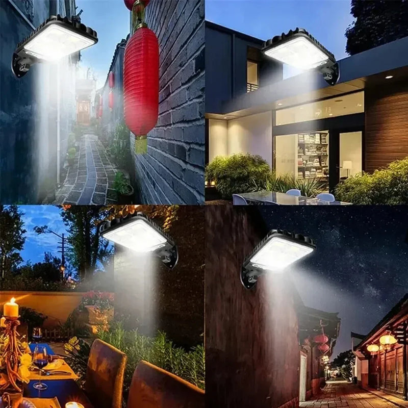 Iluminação solar ao ar livre, lâmpada de parede com sensor de movimento, segurança para jardim, pátio, caminho, quintal, LED 108COB, 3 modos de iluminação